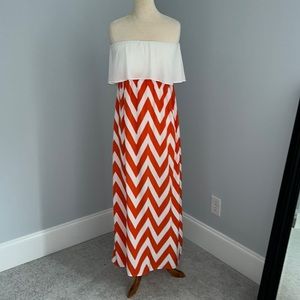 Orange and White Chevron Maxi dress